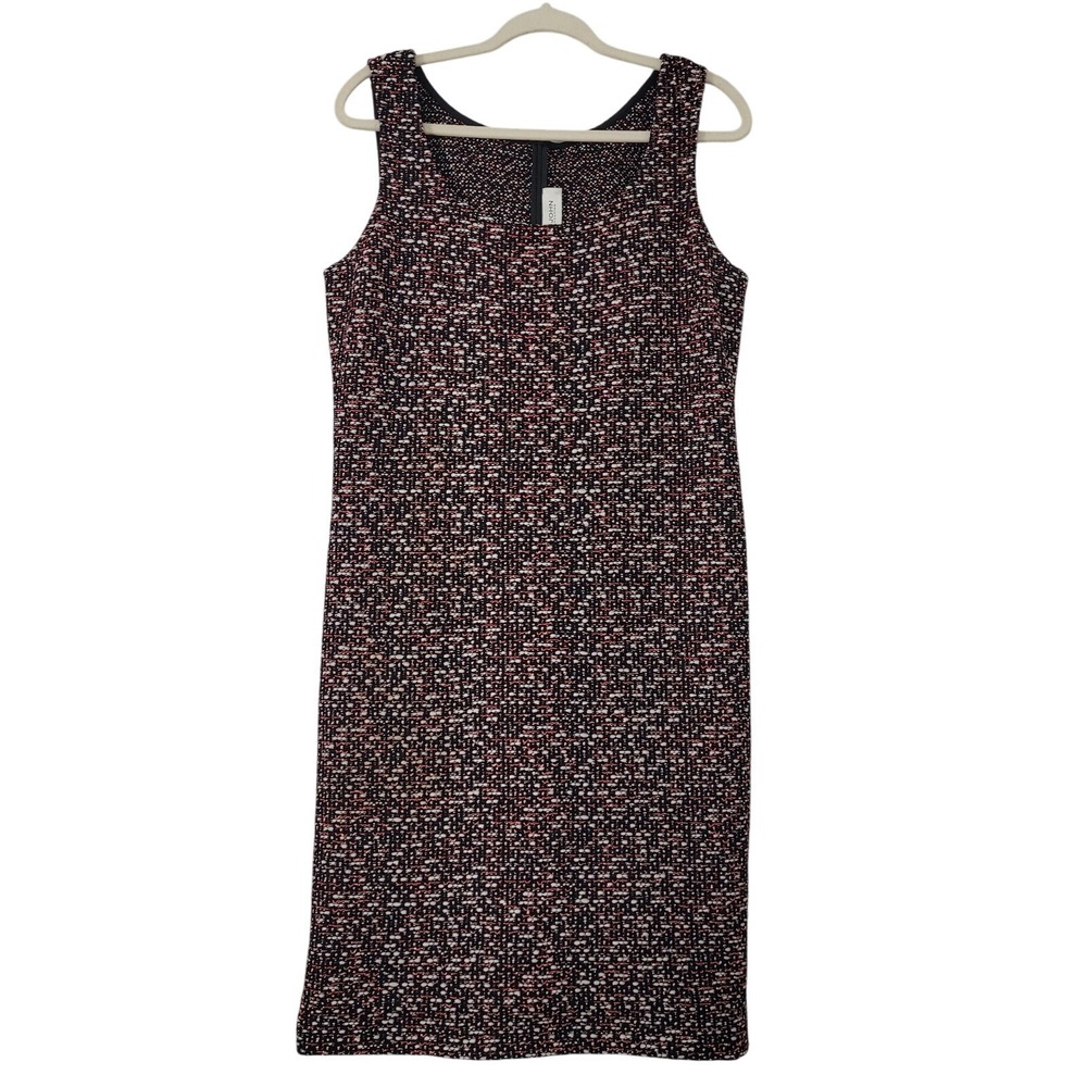 St. John Collection Boucle‎ Sheath Dress Sz 12 Black Red White Classy Old Money